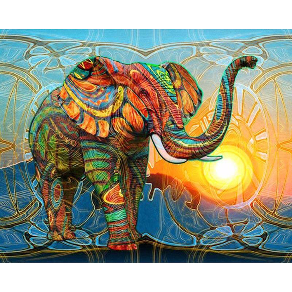 Elephant Theme Diamond Painting, DIY 5D Embroidery, Abstract Square Picture