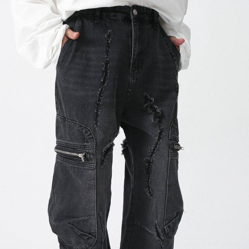 Loose Straight Zipper Hip Hop Overalls