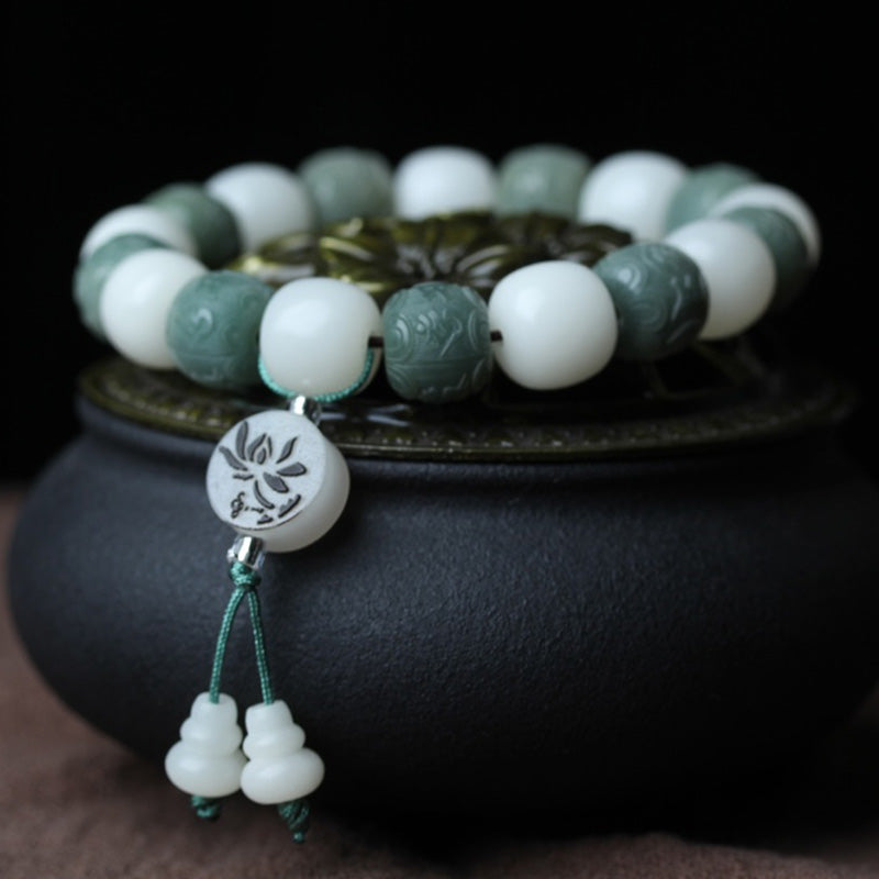 White Jade Bodhi Root Men And Women Play Buddha Bead Bracelet