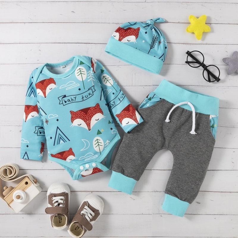 Cartoon Animal Elephant Print Long Sleeve And Trouser Set