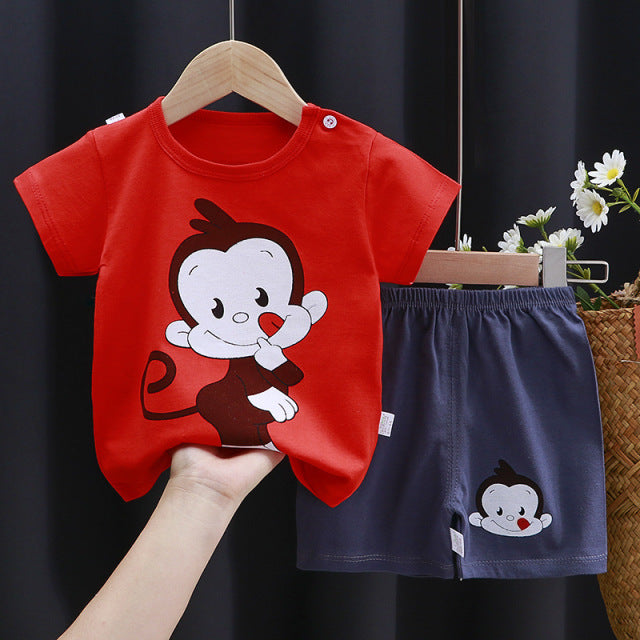 New Children's Short-sleeved Shorts Pure Cotton Suit