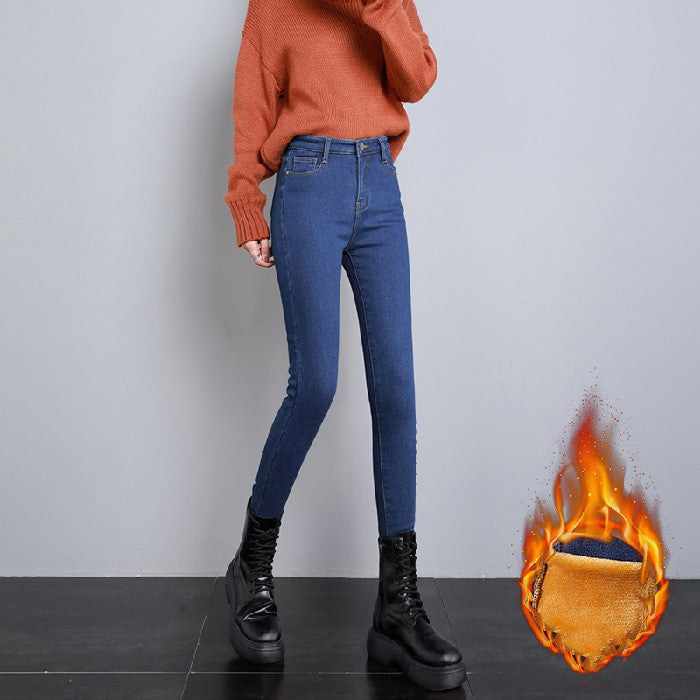 Add Velvet Jeans Female Thin Autumn And Winter To Keep Warm