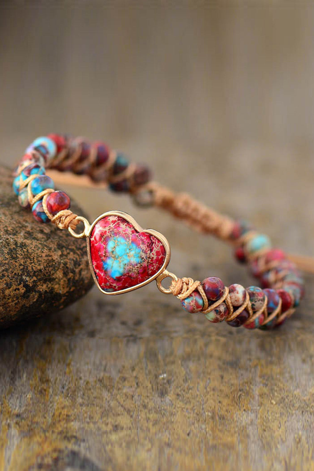 Handmade Heart Shape Natural Stone Bracelet 