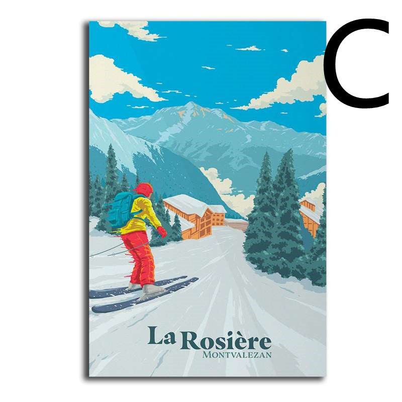 French Mountain Ski Resort Canvas Poster