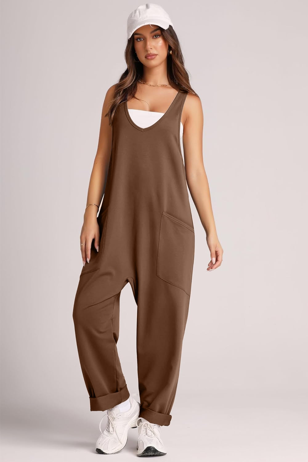 Wide Strap Jumpsuit with Pockets - Babbazon new