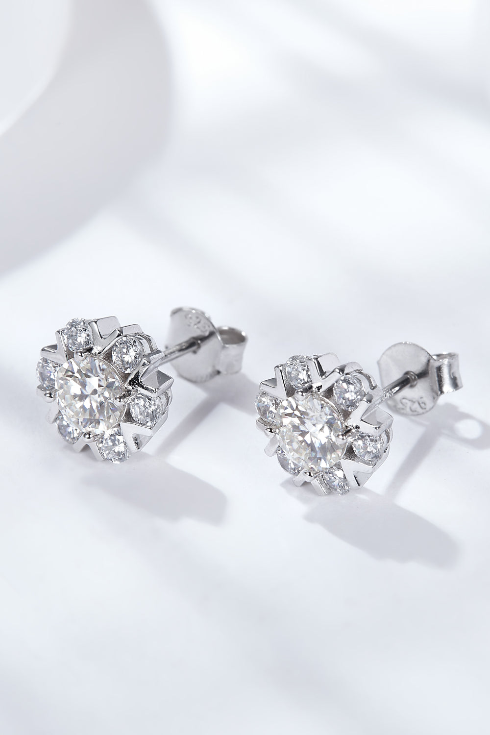 925 Sterling Silver Moissanite Stud Earrings 