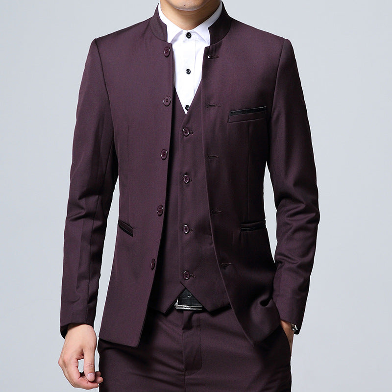 New Zhongshan Suit Men's Wedding Tuxedo Three-piece Suit 