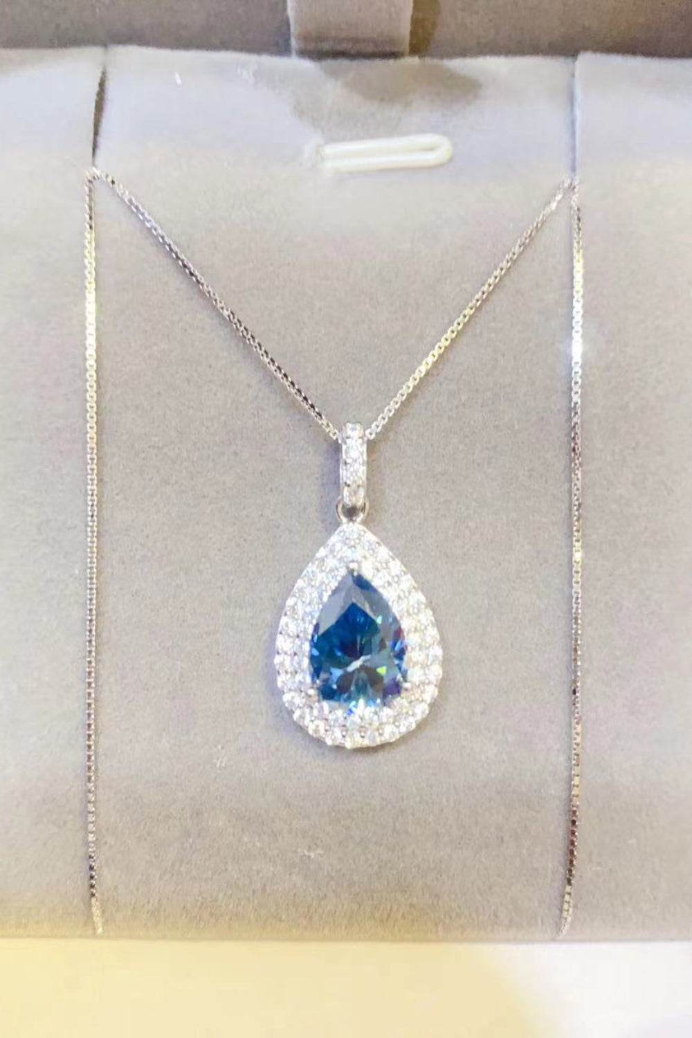 2 Carat Moissanite Teardrop Pendant Necklace 