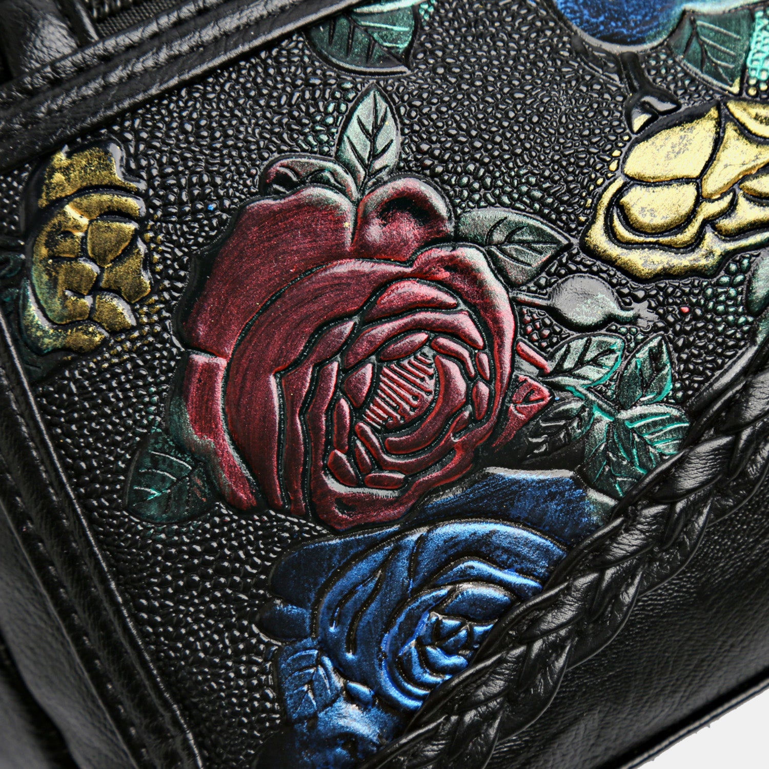 PU Leather Rose Pattern Shoulder Bag 