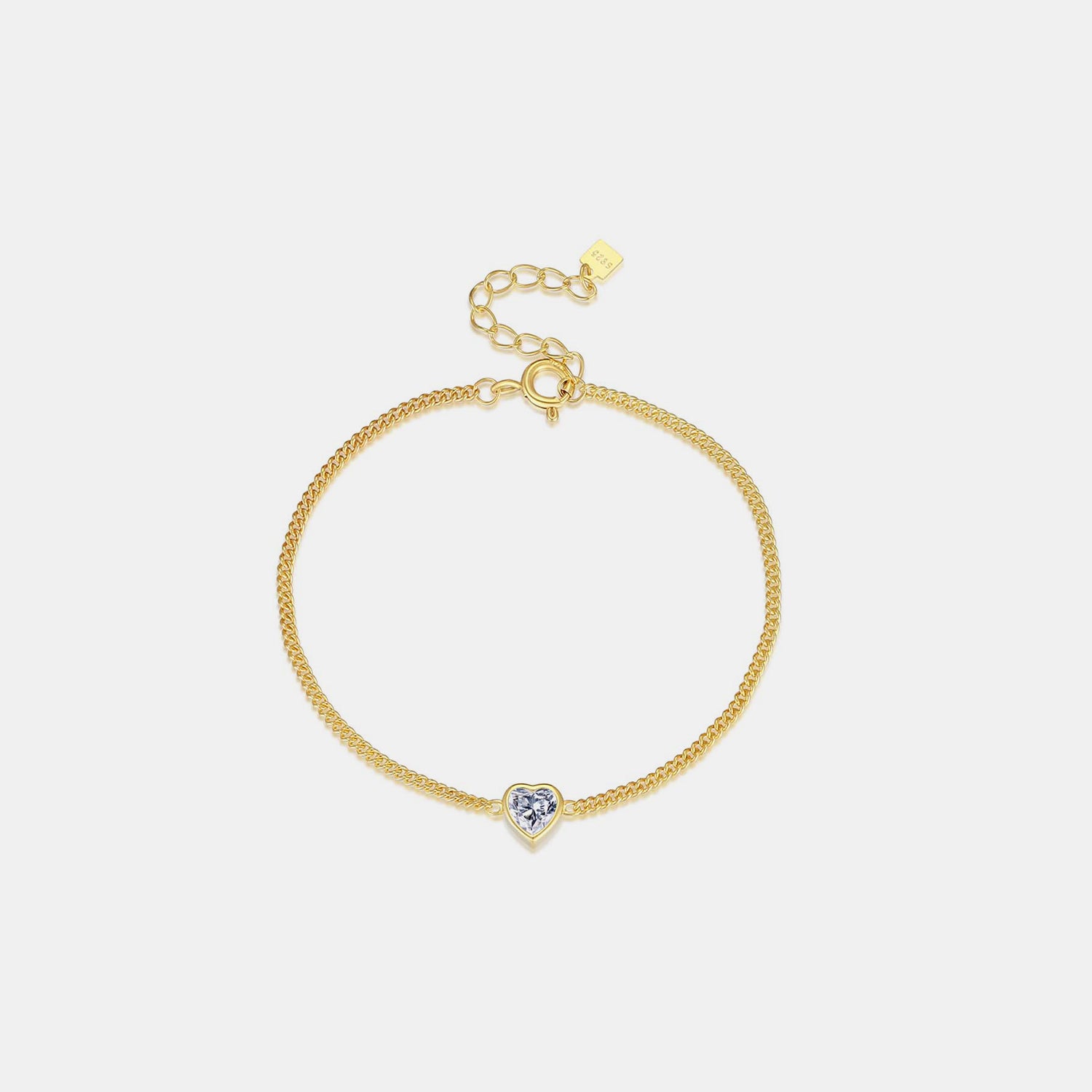 Heart Inlaid Zircon Spring Ring Closure Bracelet 