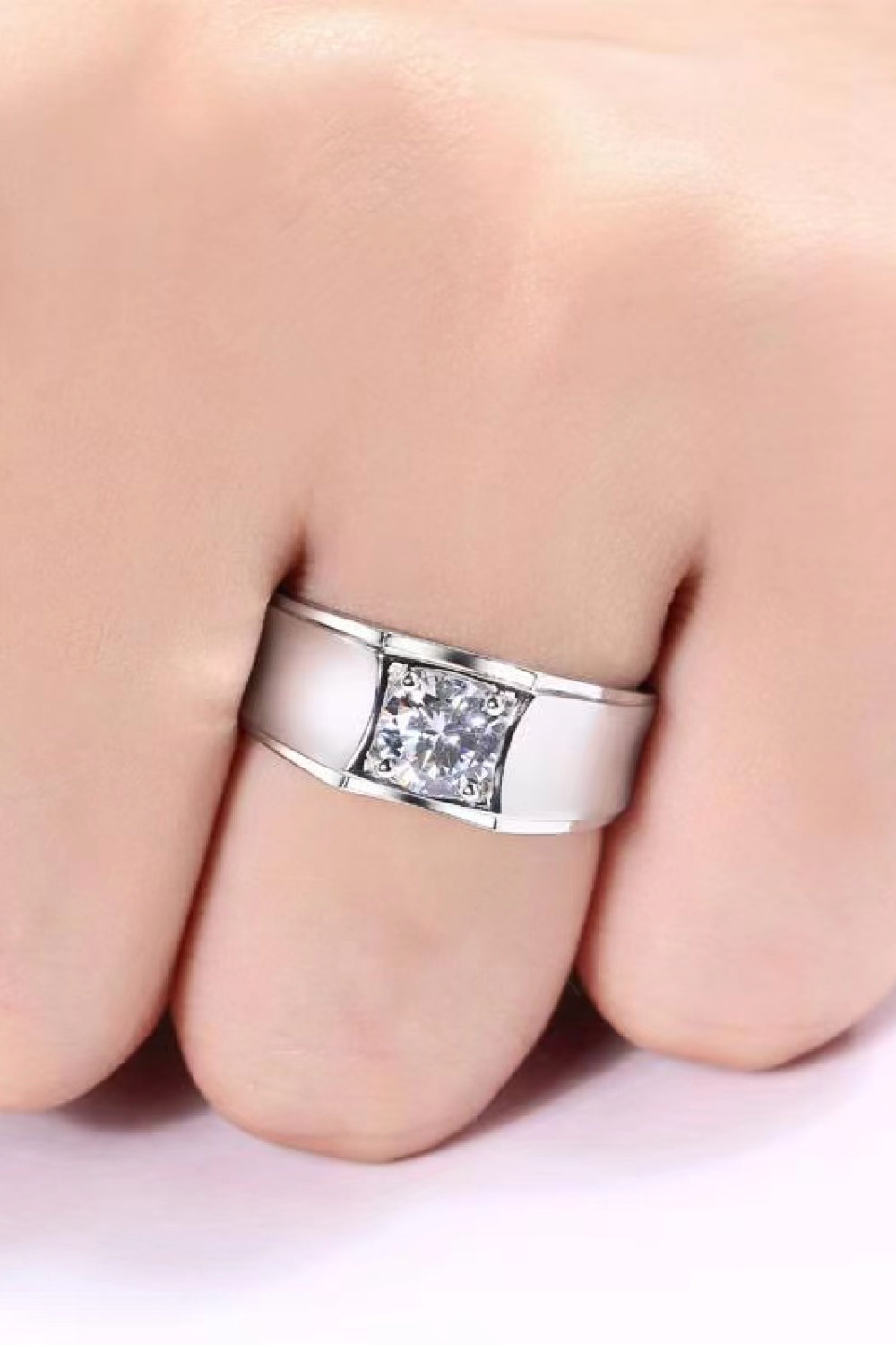 1 Carat Moissanite Wide Band Ring 