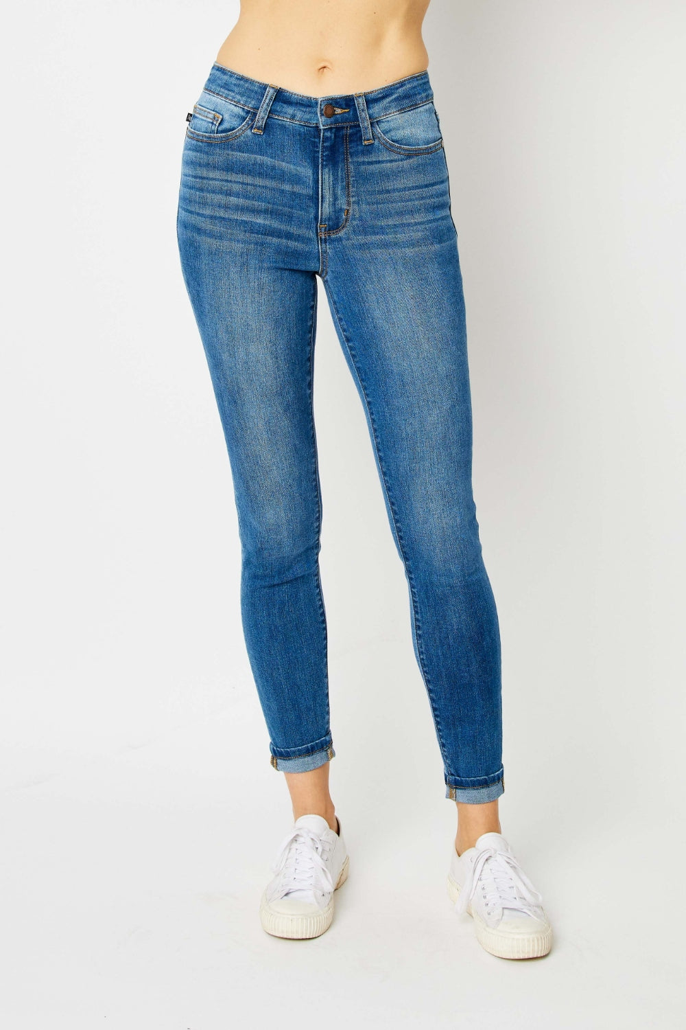 Judy Blue Full Size Cuffed Hem Skinny Jeans - Babbazon new