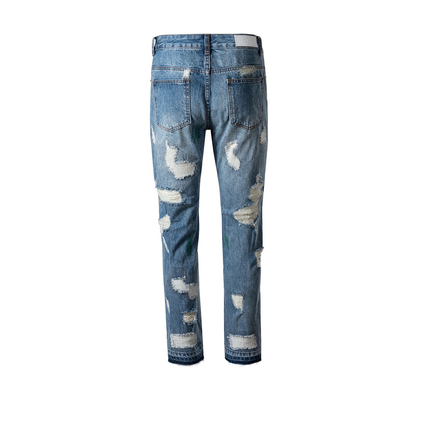 Men's Hip Hop Ripped Straight Long Jeans