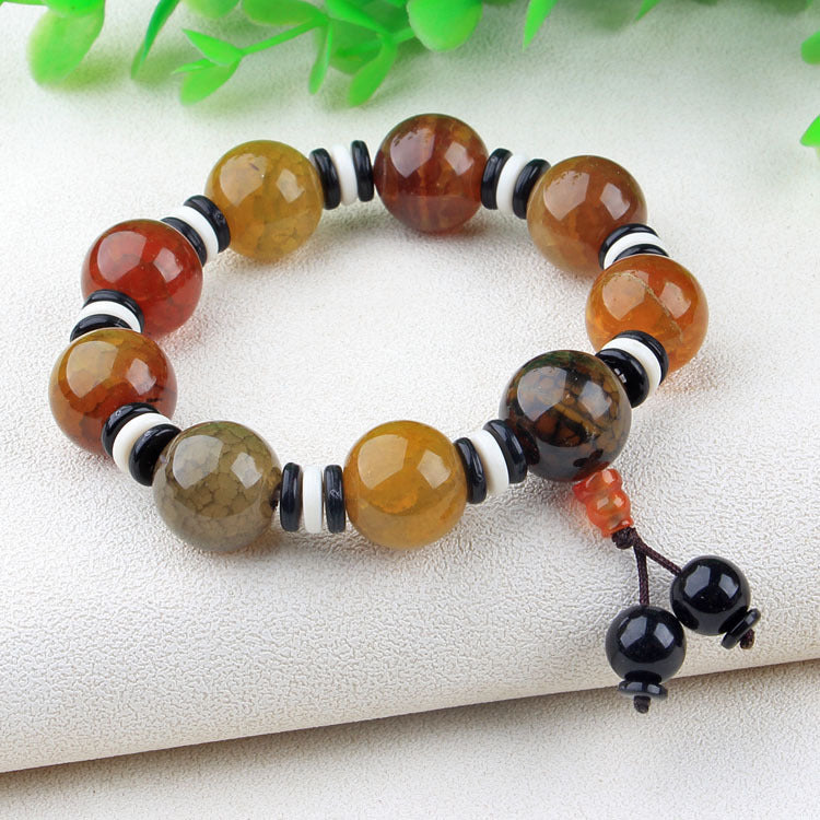 Men's Agate Hand String Old Agate Hand String Agate Bracelet With Buddha Head