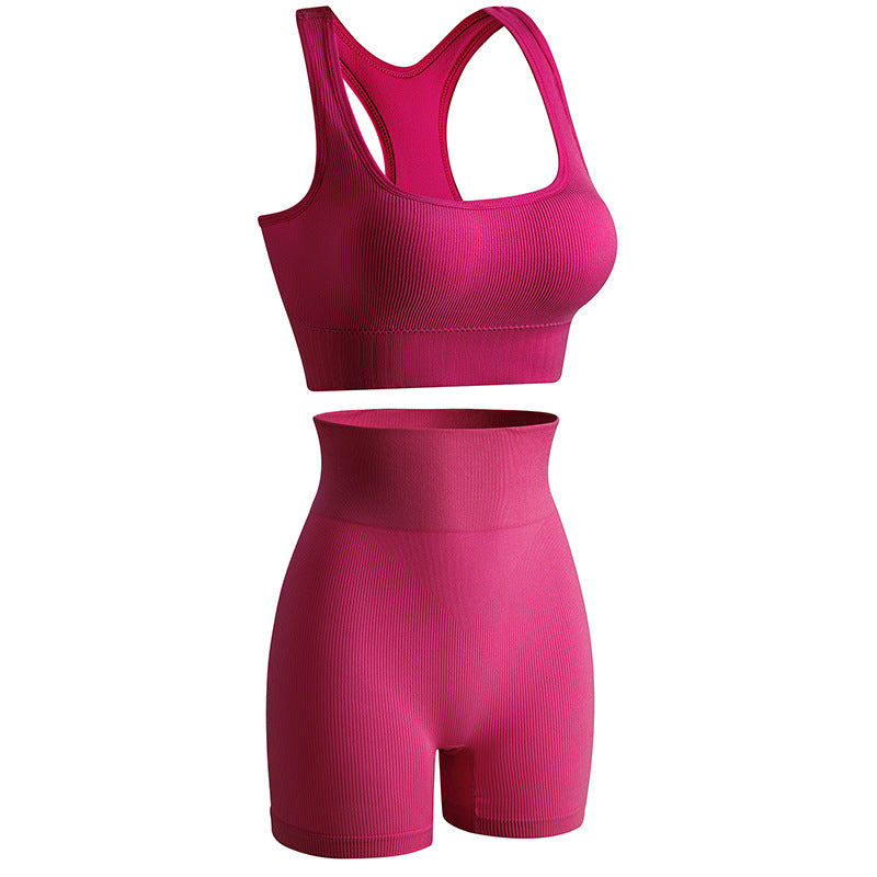 Women's Wireless Sports Yoga Bra And Shorts Suit 