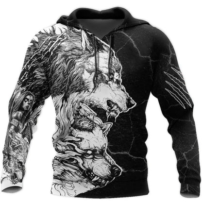 European And American Wolf 3D Printing Sweater Long Sleeve Autumn