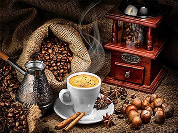 Coffee Theme Diamond Painting Landscape Mosaic