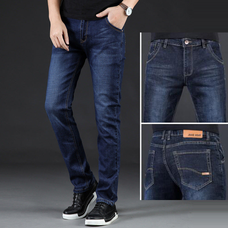 Plus Fleece Autumn And Winter Men's Jeans Straight Loose Plus Size