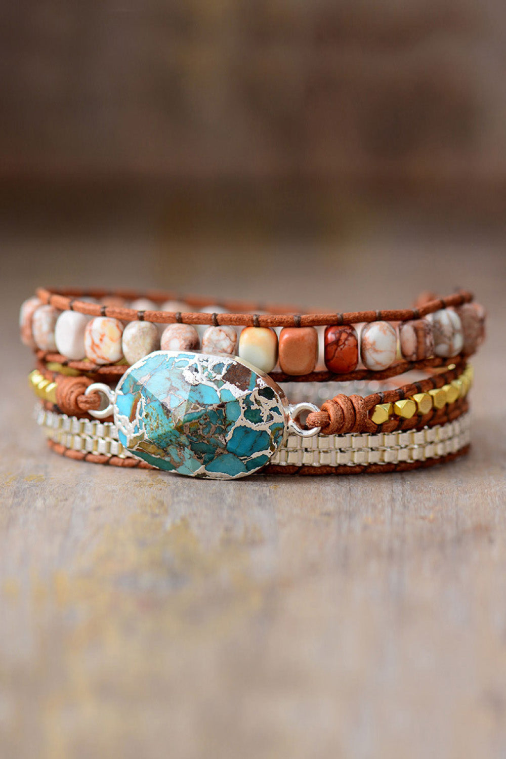 Handmade Natural Stone Copper Bracelet 