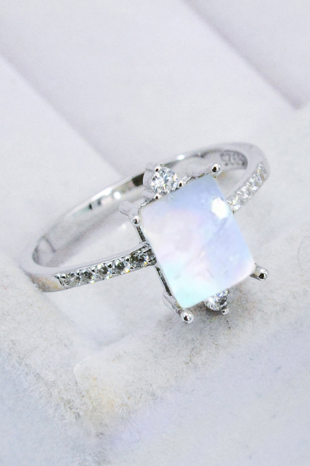 925 Sterling Silver Square Moonstone Ring