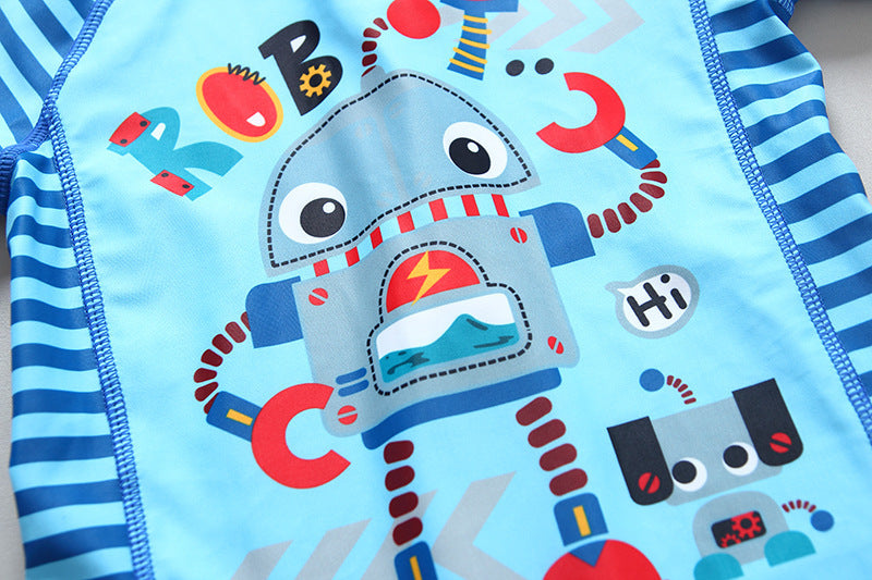 Cute Robot One-piece Sunscreen Quick-drying Children's Swimsuit Suit