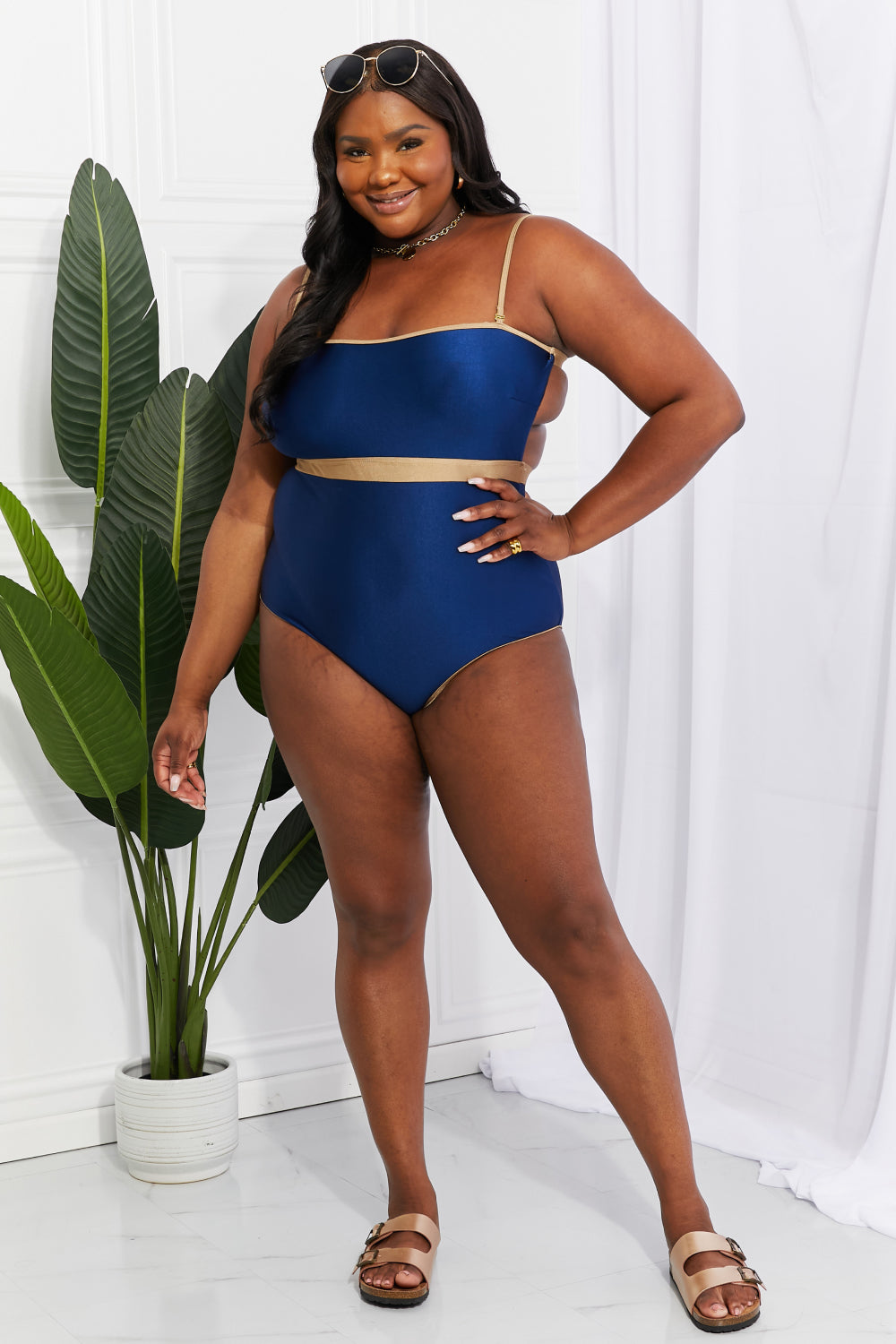 Marina West Swim Wave Break Contrast Trim One-Piece 