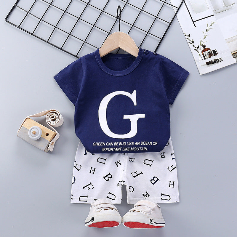 Children's Short-sleeved Suit Pure Cotton Korean T-shirt Shorts