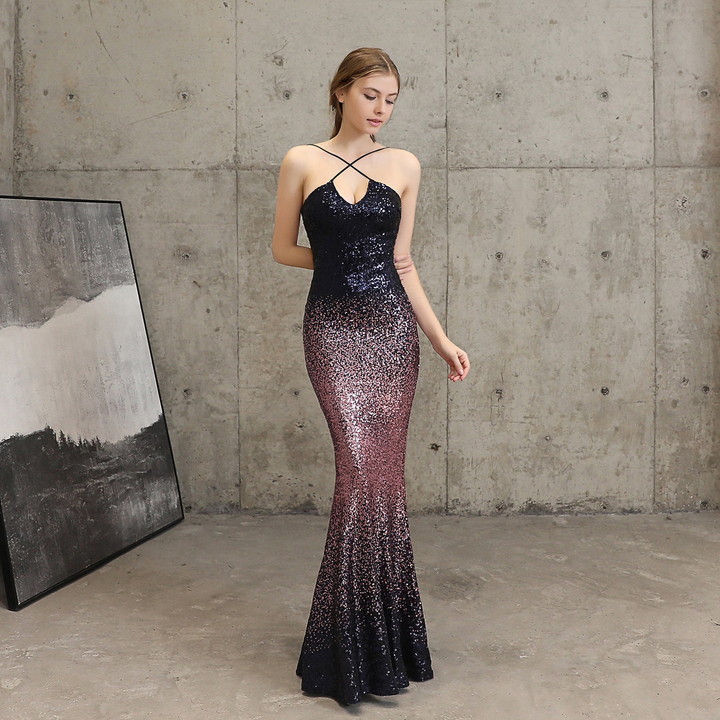 Sequin Party Dress Long Banquet Slim Fishtail