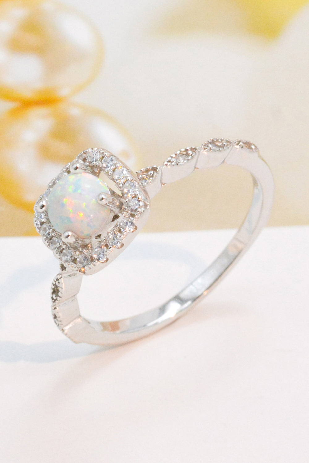 925 Sterling Silver Inlaid Opal Ring 