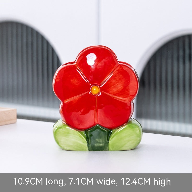 Cute Flowers Ceramic Niche Vase Decoration 