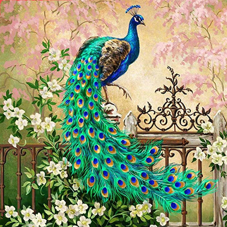 Diamond Peacock Painting Full Flower Square Round Diamond Animal Home Decoration