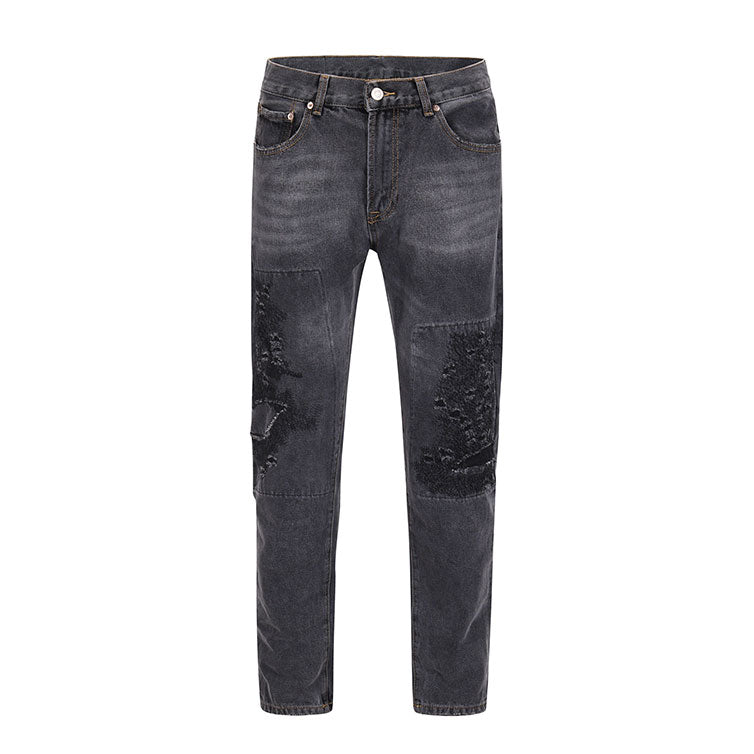 Trendy Splash-ink Stitching Washed Jeans