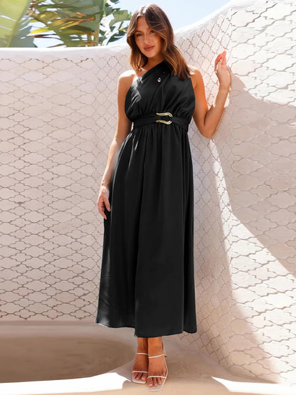 Single Shoulder Midi Dress