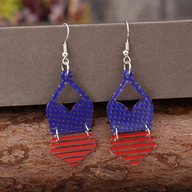 US Flag Pattern Acrylic Earrings 