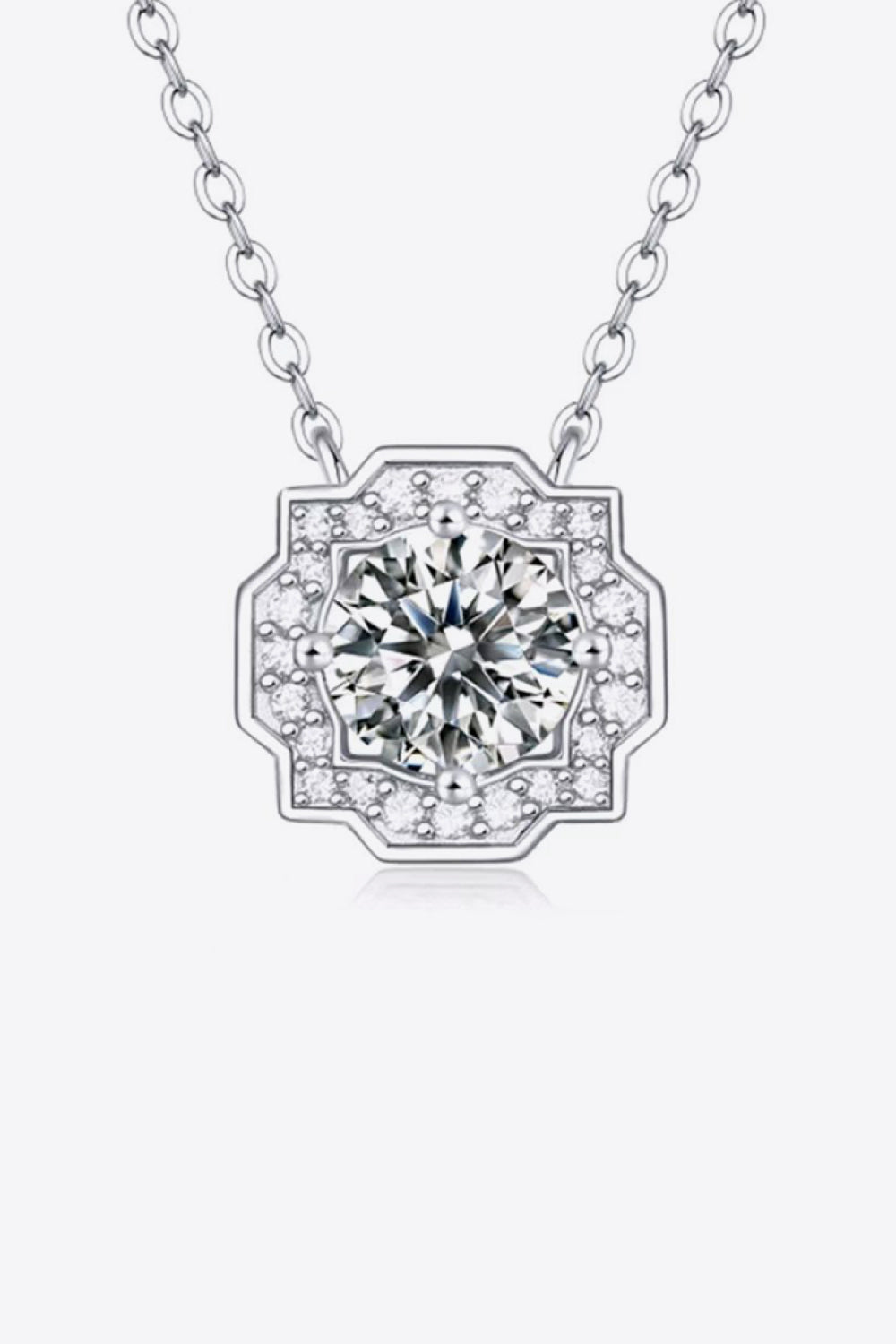 1 Carat Moissanite Flower Shape Pendant Chain Necklace 