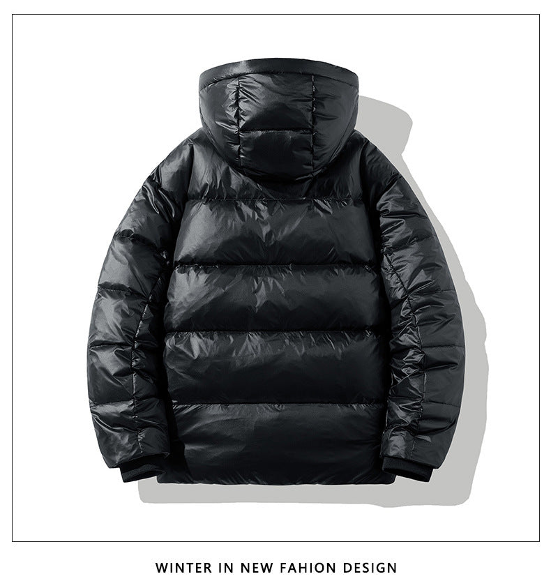 Short Glossy Down Jacket Thick White Duck Down 