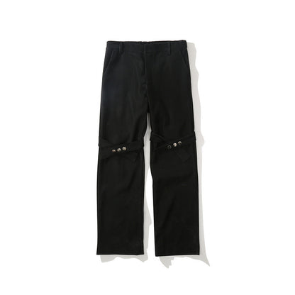 ActionHip-hop Button Straps Striped Casual Ins Drape Trousers