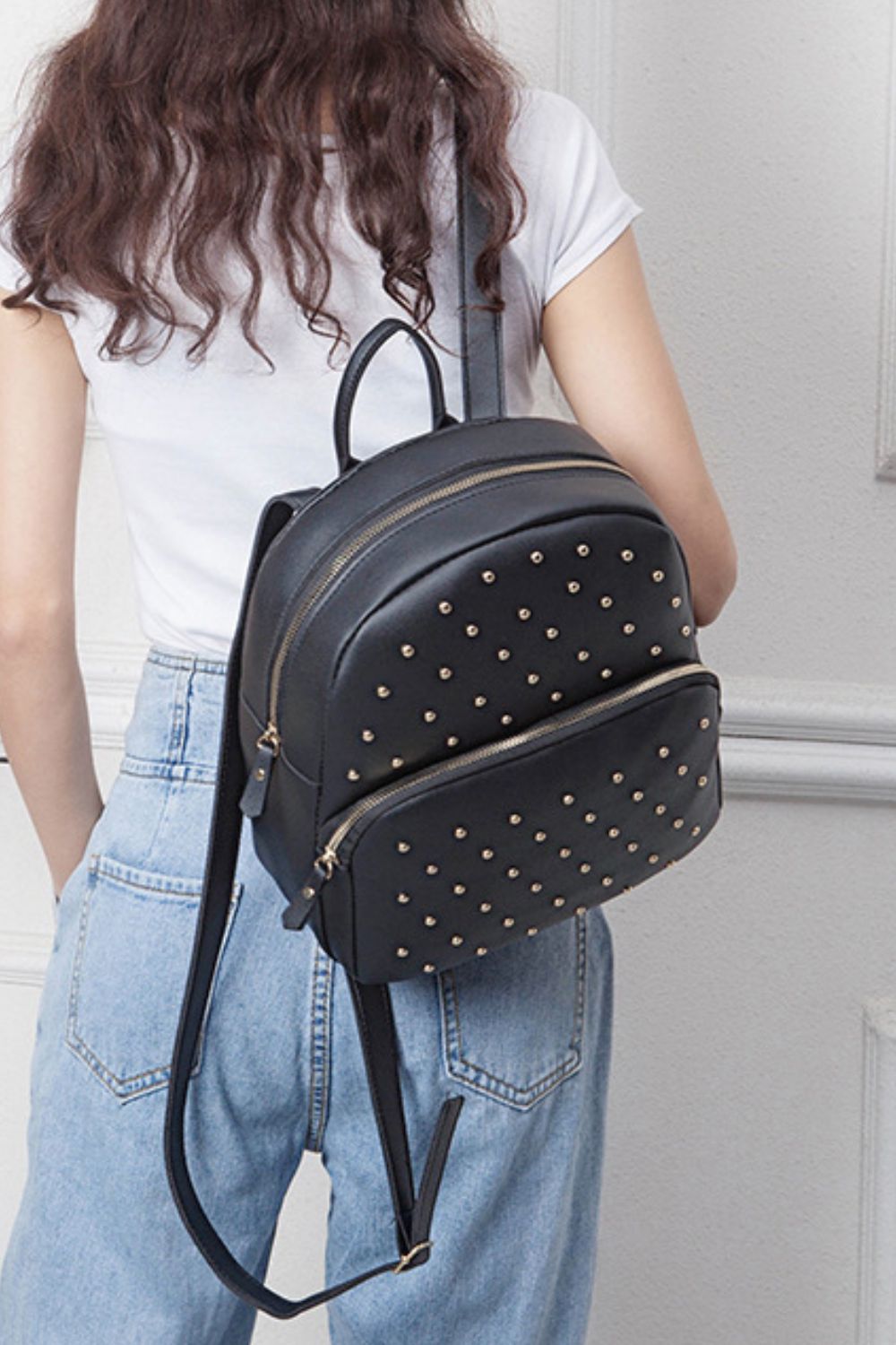 Studded PU Leather Backpack 