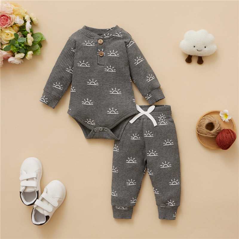 Men's Cotton Cartoon Pullover Pants Two-piece Suit