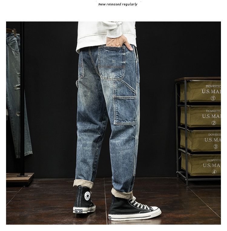 Spring And Autumn New Men's Jeans Stretch Slim-fitting Patchwork Casual