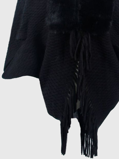 Open Front Fringe Hem Poncho 