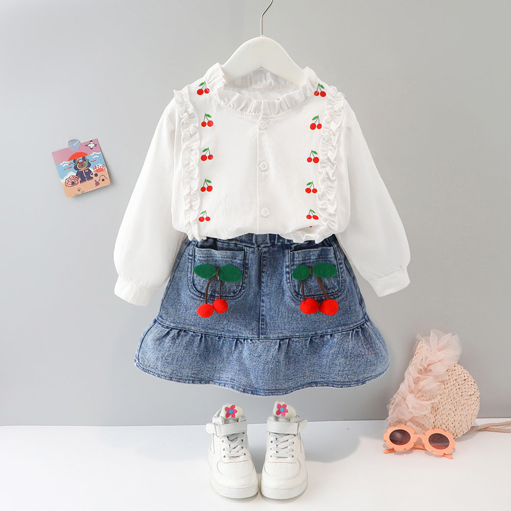 Middle And Small Children's Korean Style Spring Children's Skirt And Trousers Suit