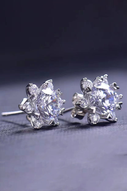 2 Carat Moissanite Floral Stud Earrings 