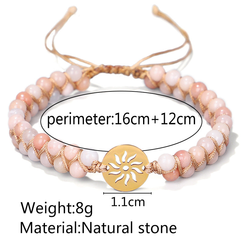 Double Layer Hand-woven Natural Stone Hollow Yoga Meditation Bracelet