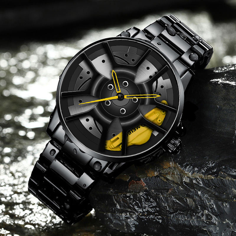 Men's Vacuum Plating Wheel Style Quartz Watch