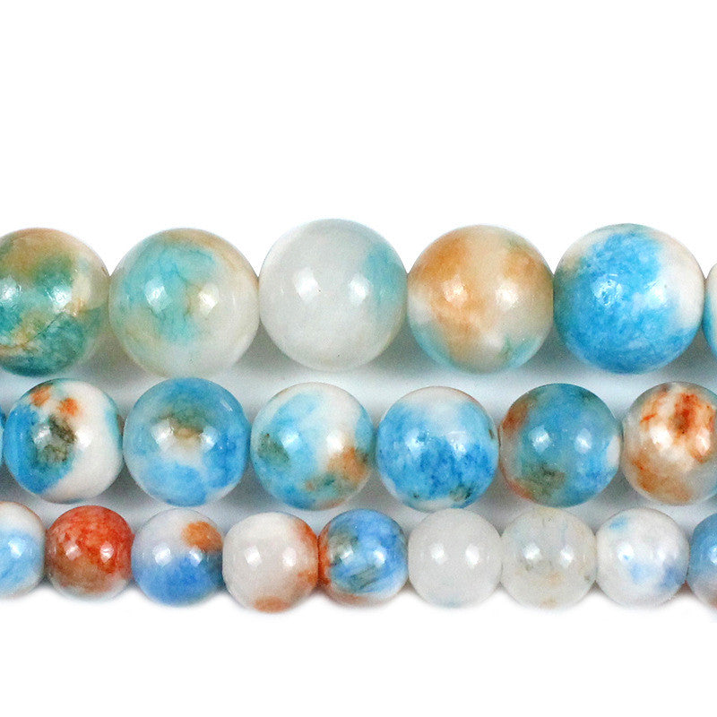 Blue White Orange Beige Chalcedony Scattered Beads Accessories Ear Rings Bracelet Female Diy Handmade String Round Beads Buddha Chain