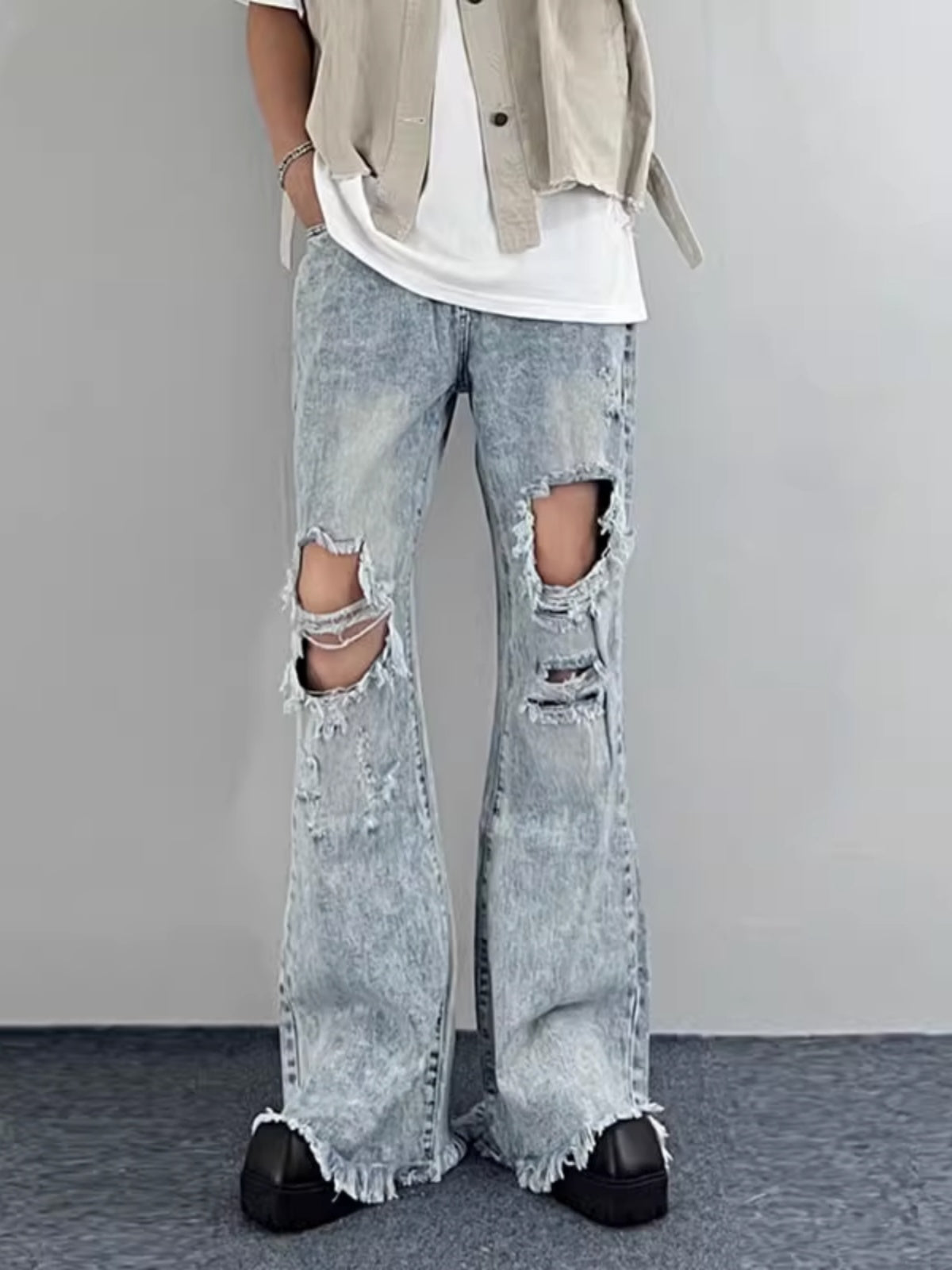 Summer Distressed Slim Blue Jeans