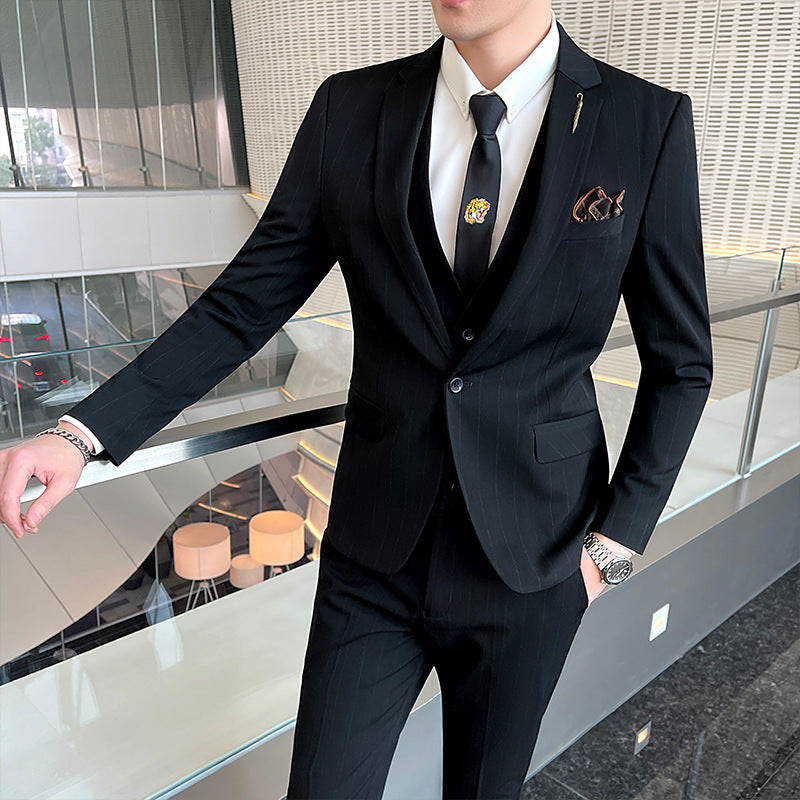 Striped Suit Men's Three-piece Suit 