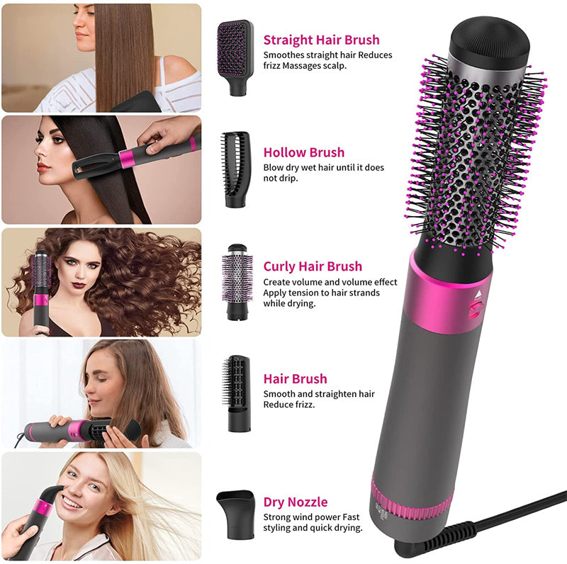 Professional 5 In 1 Hair Dryer Brush Dryer And Straightening Brush Electric Hair Styling Tool Automatic Hair Curler Beauty Supplies Gadgets 