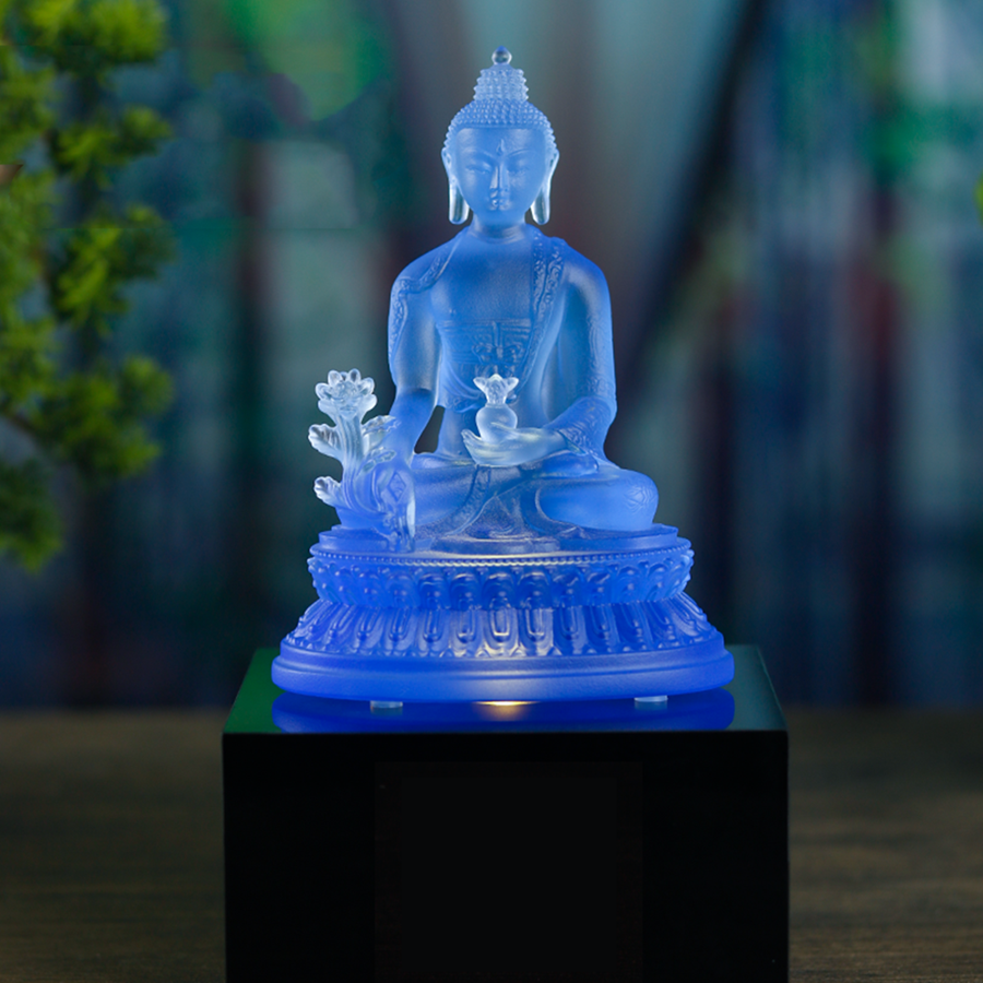 Glazed Yakushi Buddha Statue Base Elevated Resin Ornament